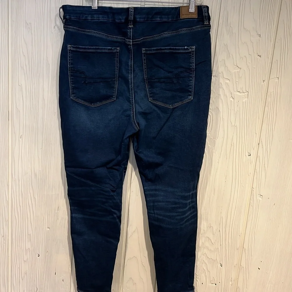 American EAGLE Next Level Stretch Curvy Hi Rise Jeggings Distressed size 18short